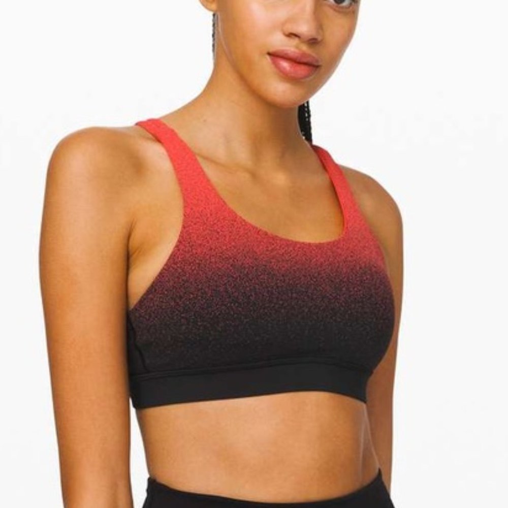 Lululemon Energy Bra Ombre Speckle Stop Jacquard EB Black Thermal Red Size 4